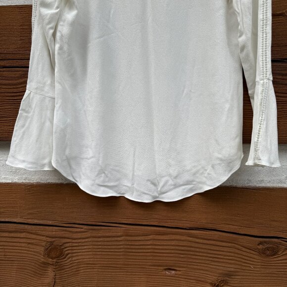 JOHNSTON & MURPHY Women’s Bell Sleeves Top Cream, Crepe, Sz Small S 45-1544 NWT - Picture 14 of 16